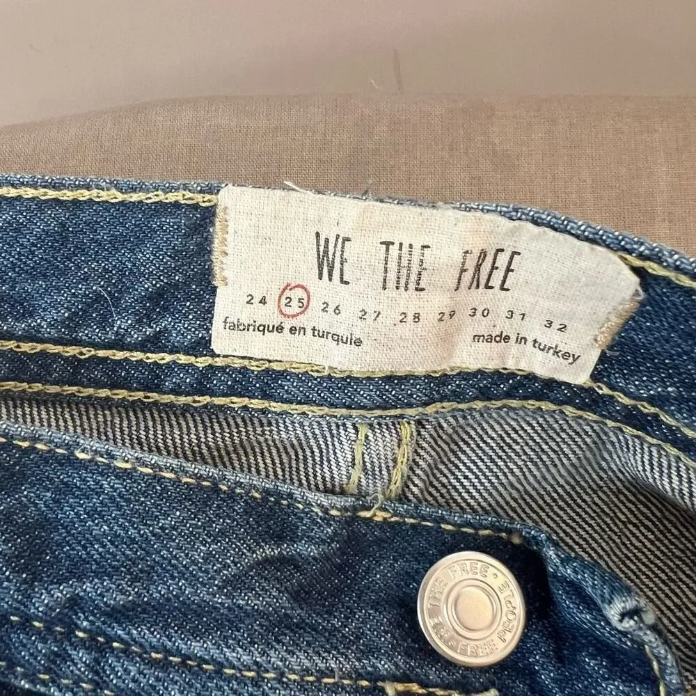 FREE PEOPLE STRAIGHT UP BAGGY MEDIUM WASH HIGH RISE JEANS size 25